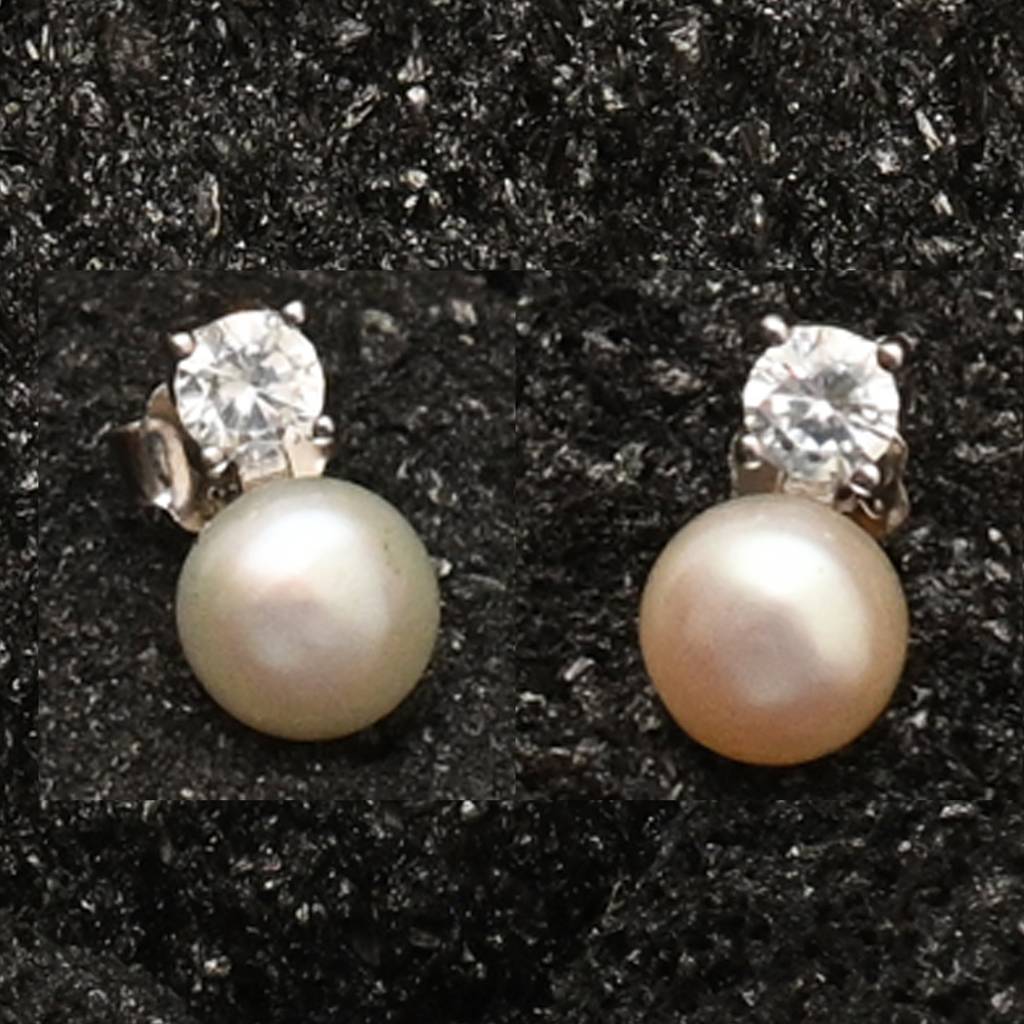 925 Pure Silver Pearl Zircon Studded Chain Pendant Set-Cps1029 : CPS1029