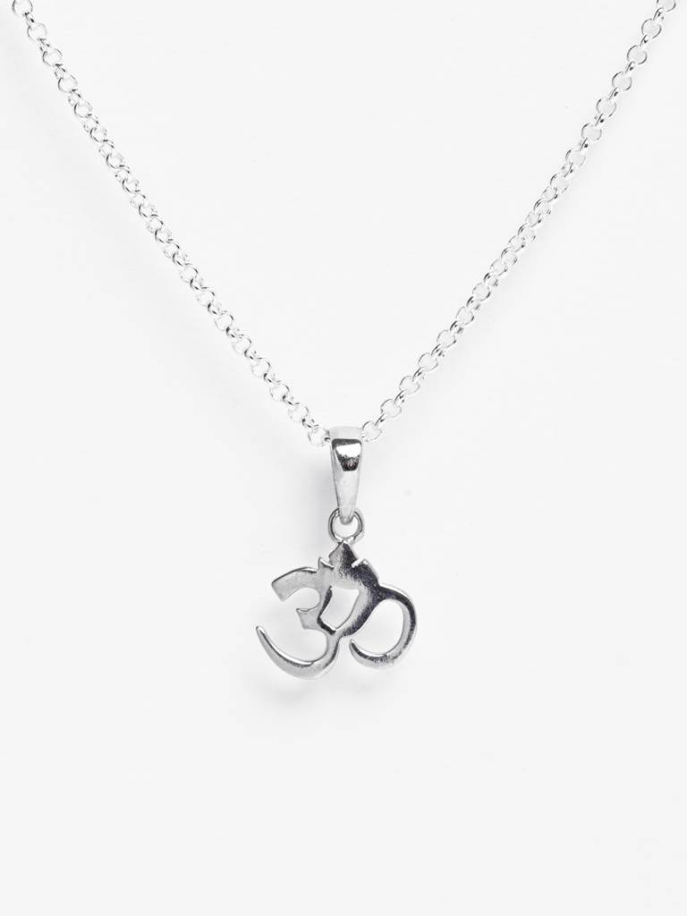 925 Silver Platinum Plated Religious Om Men Pendant Necklace With Chain Gift For Men & Boys : CSMNP10