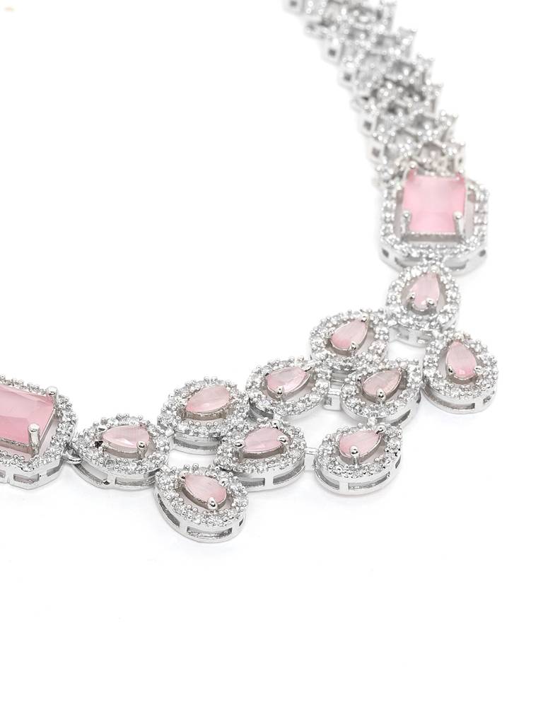 Ad Studded Leaf Necklace Setâ : AD135PINK