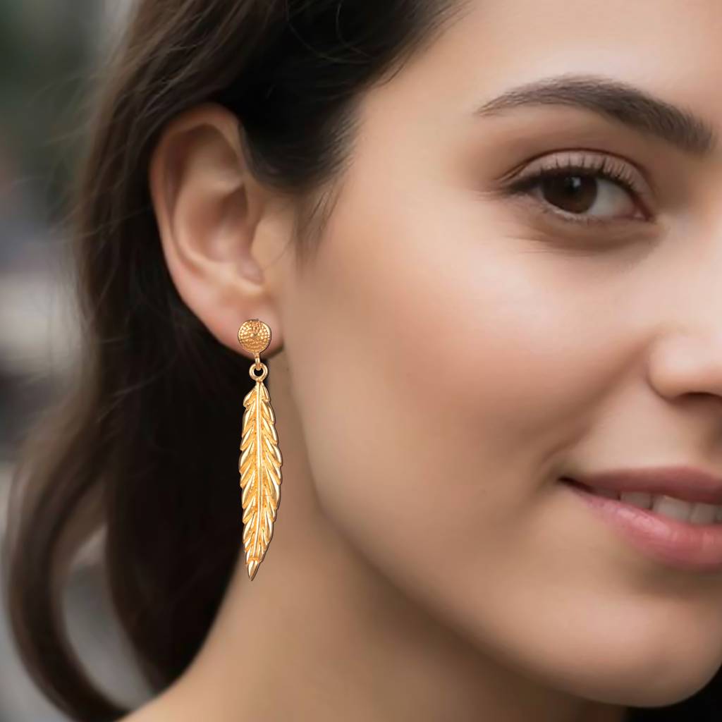 925 Sterling Silver Gold Plated Earrings For Women | Handcrafted Elegant Gift : FU-0486