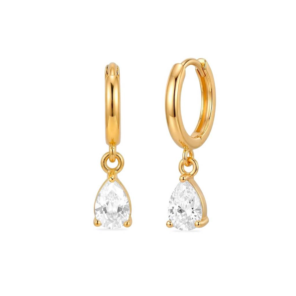 Dewdrop Glow Gold Plated 925 Silver Earrings : EAR-21002-G