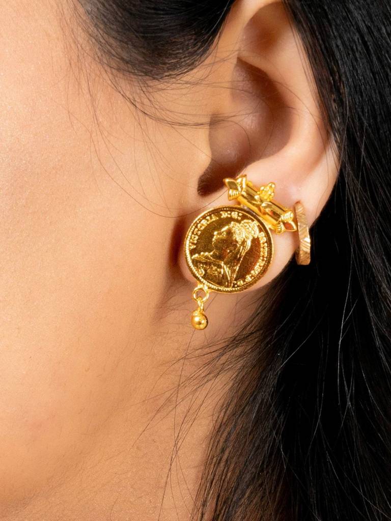 Gold Plated Victorian Double Coin Mangalsutra Necklace Set : LAANP106