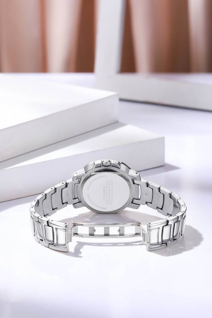 Giordano Analog Dress Watch For Women With Square Dial, Crystal-Accented Bezel And Stainless Steel Strap : GZ-60109-11