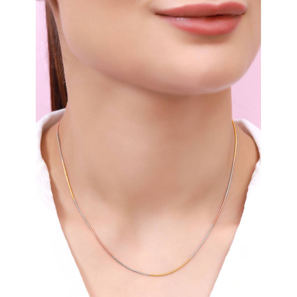 Triple Tone Serpent 925 Sterling Silver Snake Chain : CH-10008-RGRG