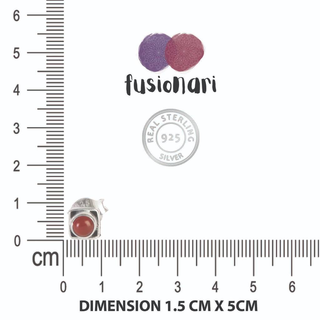 925 Sterling Silver Carnelian Eartops For Women |Natural Gemstone Jewelry | Elegant Gift : FU-1021