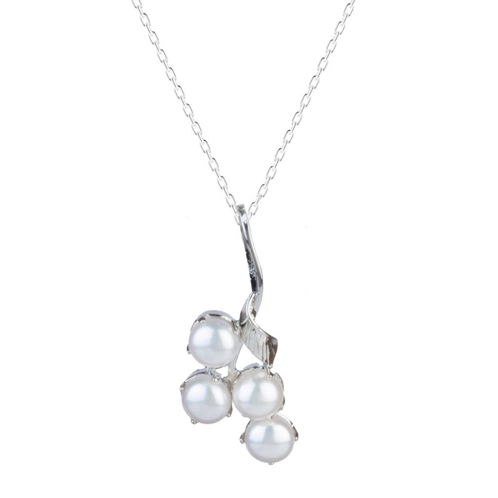 925 Sterling Silver Pearl Pendant With 18 Inch Chain Handmade Gemstone Necklace For Women Elegant Jewelry Gift : FU-1078