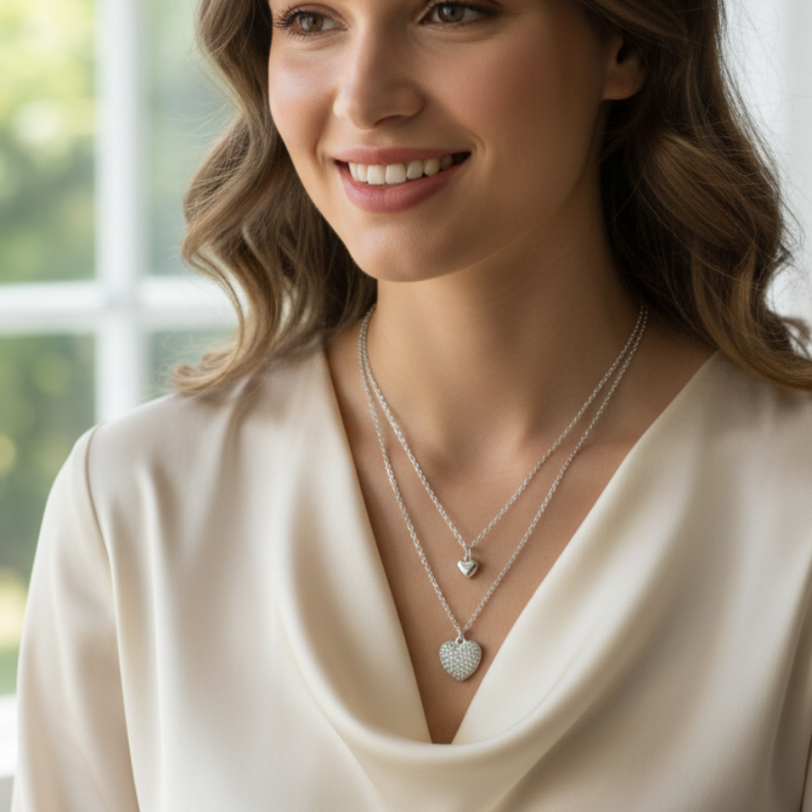 Toned Heart Pendant Necklace For Women – Elegant Heart Design With Subtle Cz Accent | Premium Romantic Jewellery : 5394987611