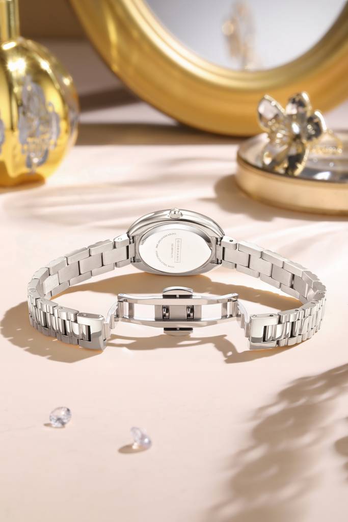 Giordano Oval Shape Dial Watch For Women – Elegant Roman Numerals, Stainless Steel Strap, Sleek Analog Design : GZ-60115-11