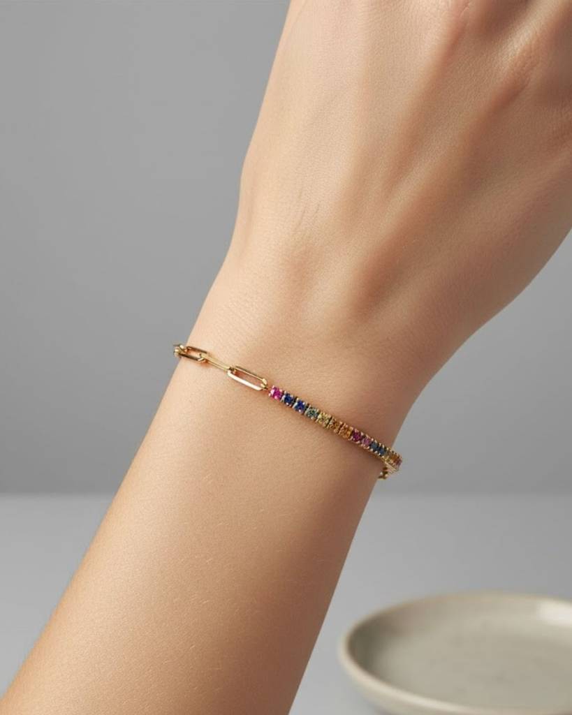 Rainbow Dazzle Link Bracelet : CJSL204564604DW