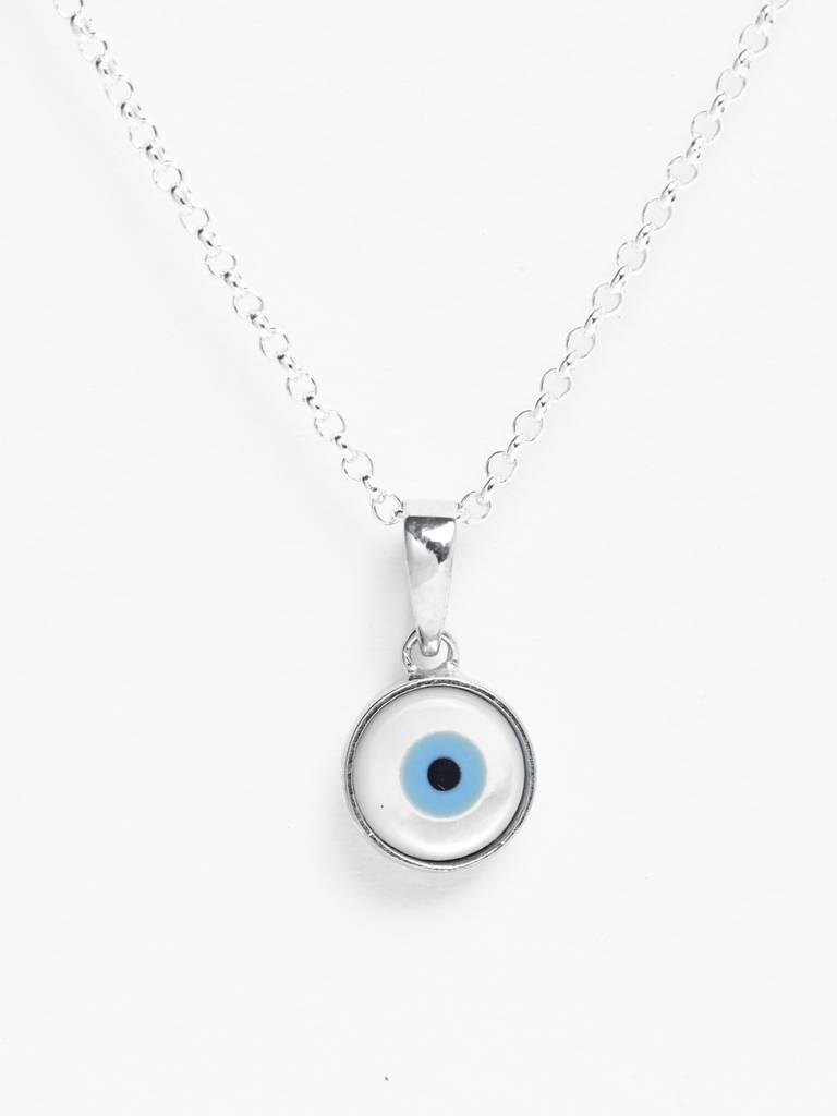 925 Silver Platinum Plated Evil Eye Men Pendant Necklace With Chain Gift For Men & Boys : CSMNP8