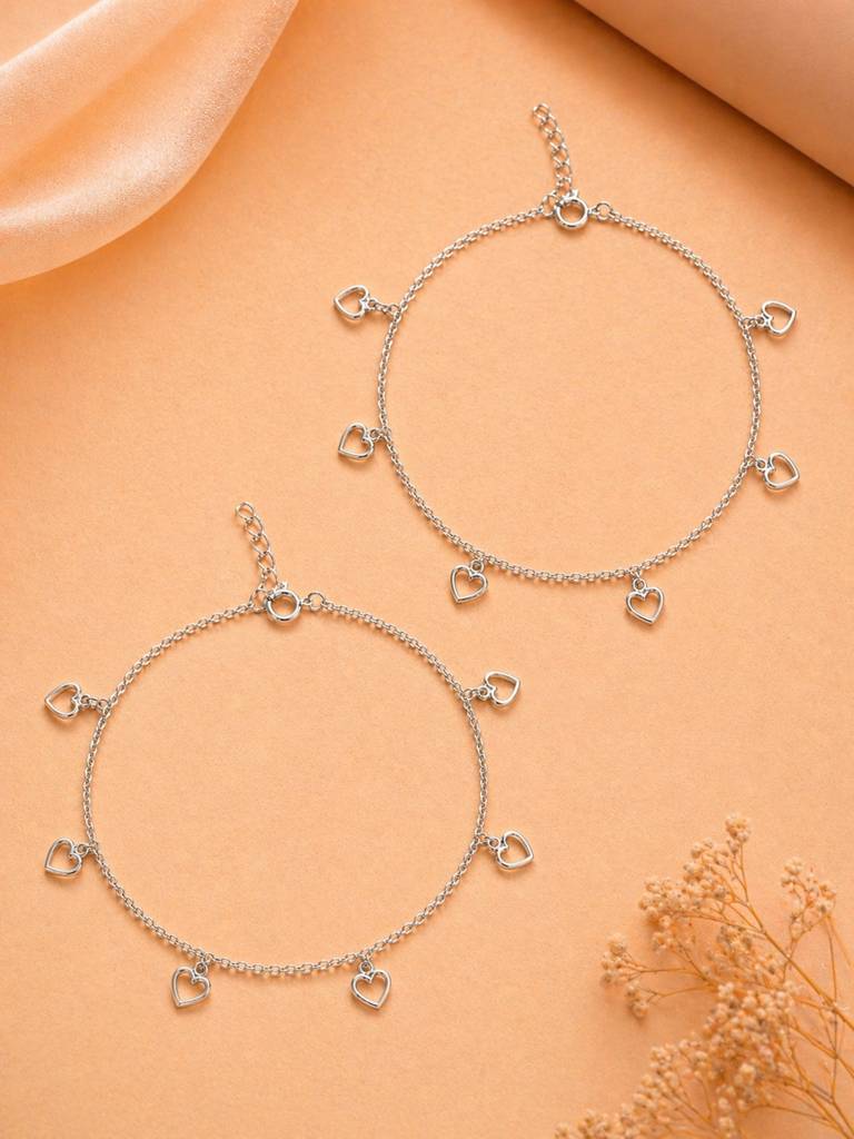 The Hearts Aflame Dangle Anklet : AK1151