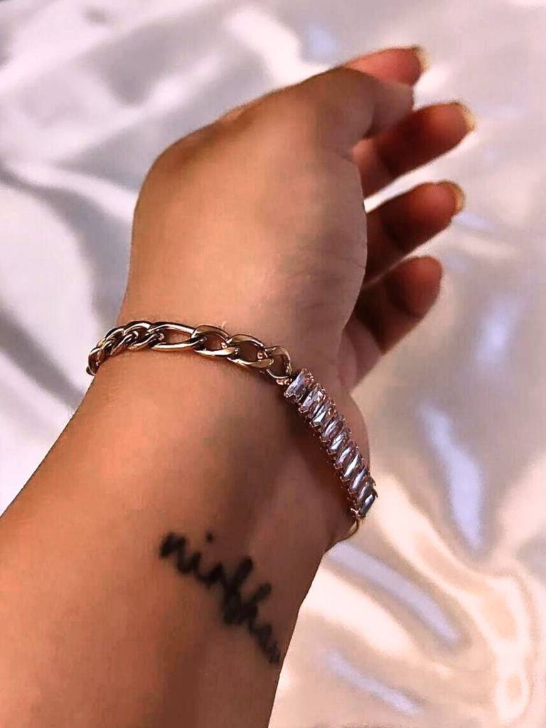 Half N Half Stone Rosegold Chain Bracelet : ATCB157HHSRCB