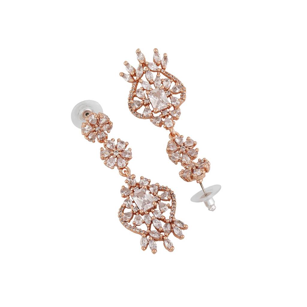 Estele Rose Gold Plated Cz Ravishing Drop Earrings For Women