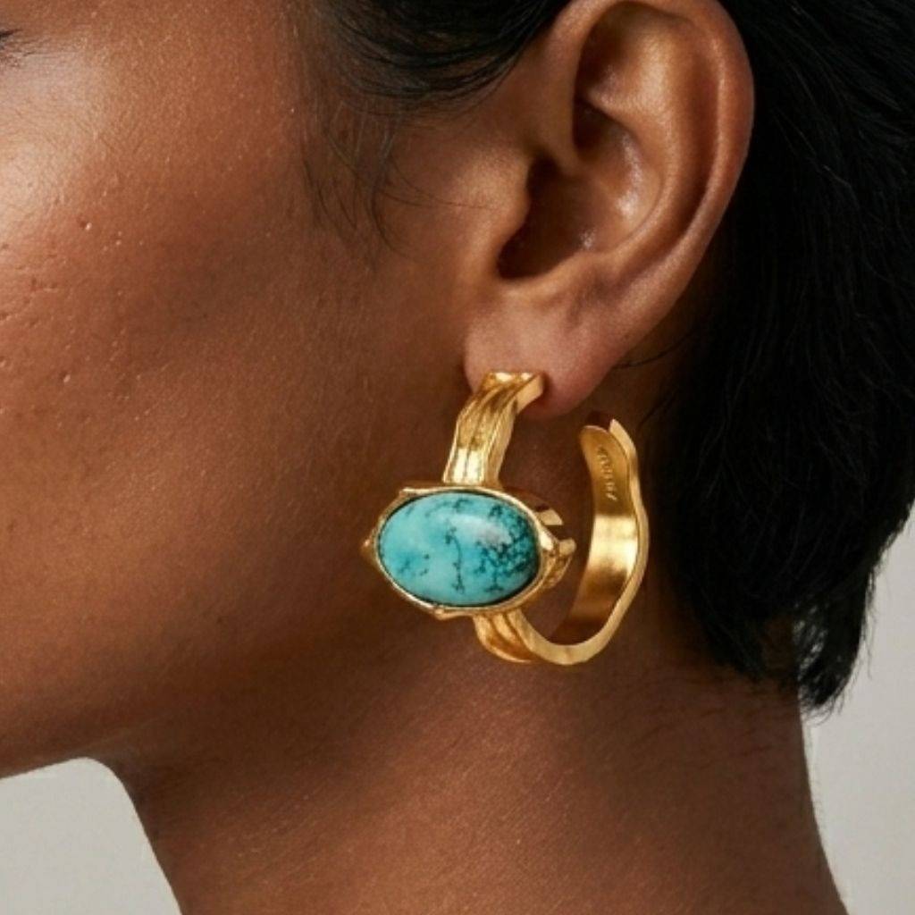 Turquoise Eye Drop Earrings : AWE-406