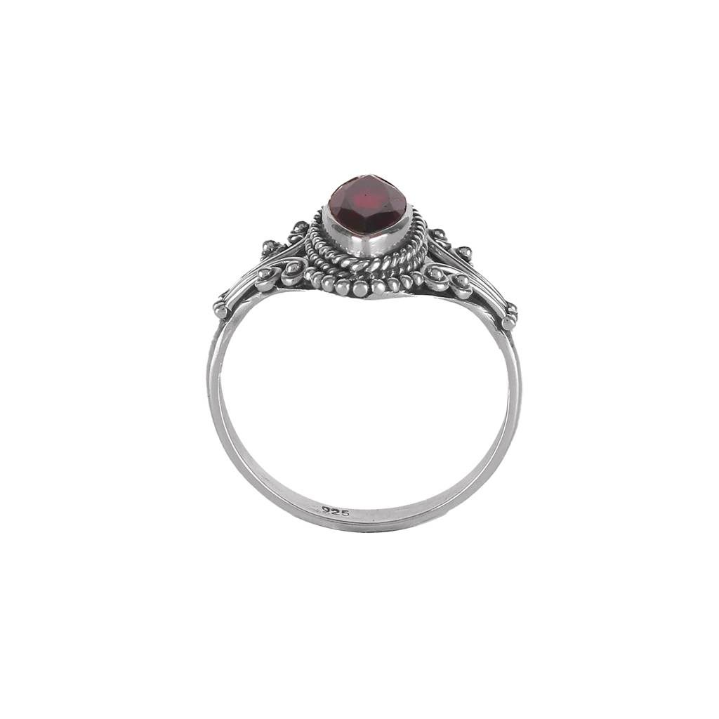 925 Sterling Silver Garnet Ring For Women - Authentic Silver Jewelry | Handcrafted Elegant Gift : FU-0747