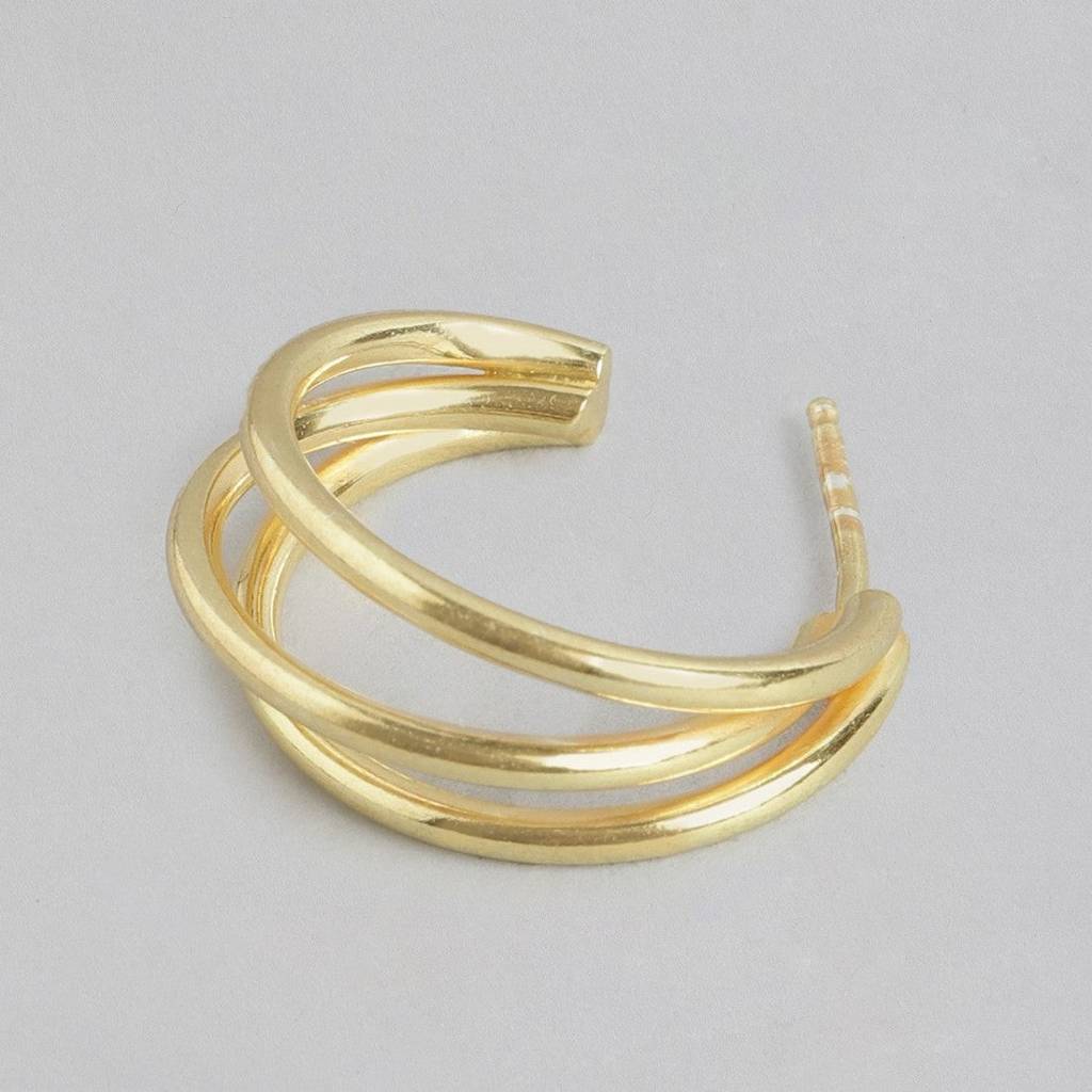 Triple Layered Gold Plated 925 Sterling Silver Hoops : EAR-20357