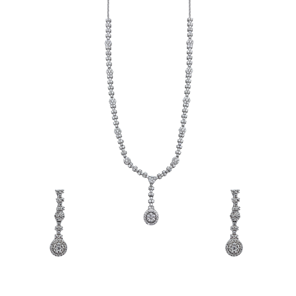 Silver Lush Serenity Necklace Set For Destination Wedding : AA115