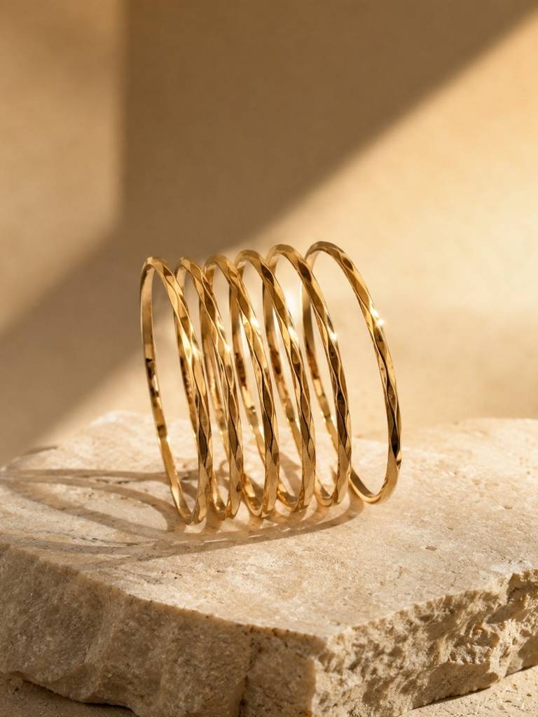 3D Barfi Gold Bangles Set Of 6 For Small Wrists | Anti Tarnish | Size 2.2 : ATB997BB6