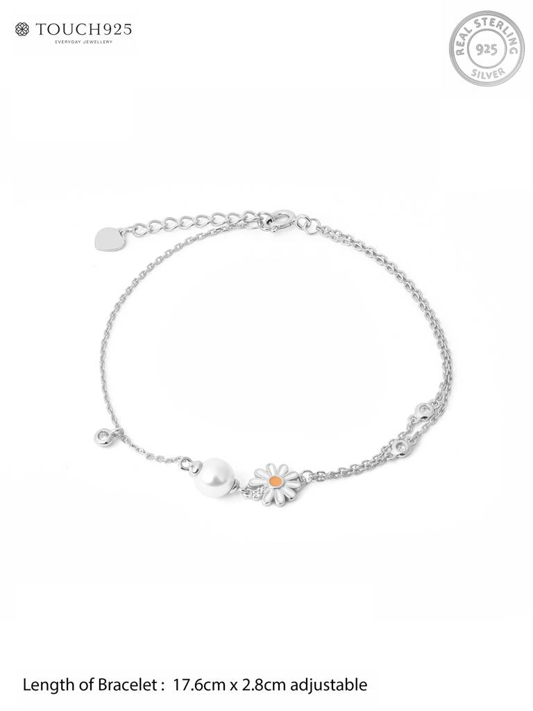Daisy Pearl Charm Bracelet : HYLB3048