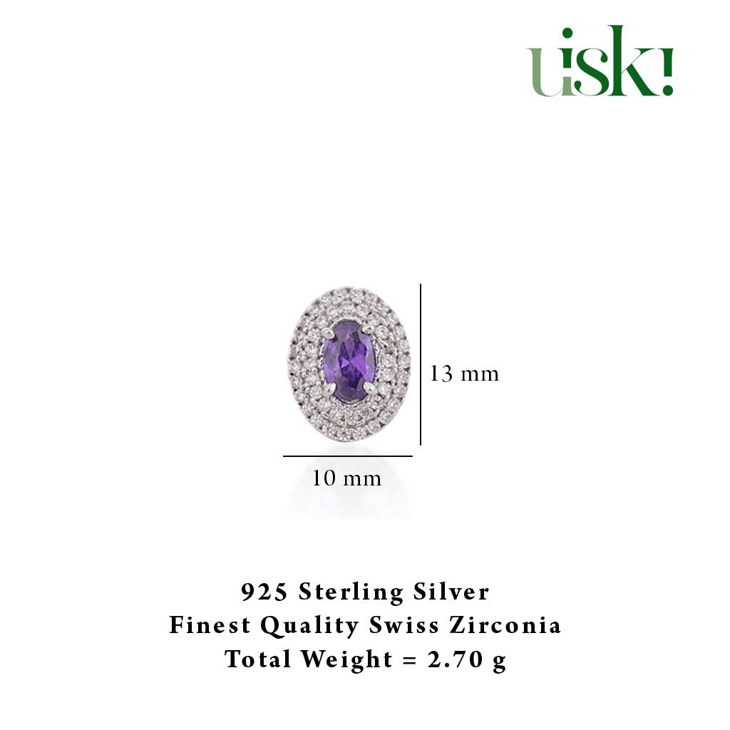 Iski Uski 925 Sterling Silver Bevan Amethyst Drop Earrings