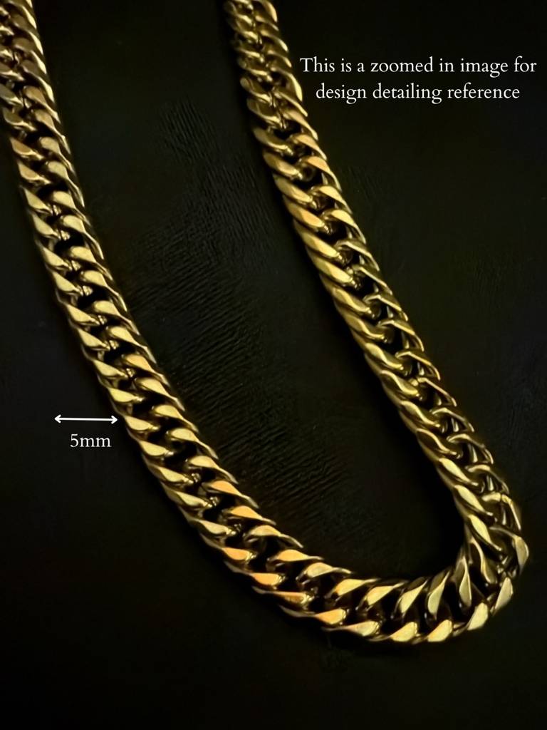 Unisex 18K Gold Cuban Link Chain – 5Mm Stainless Steel Necklace : UNIC858GCC