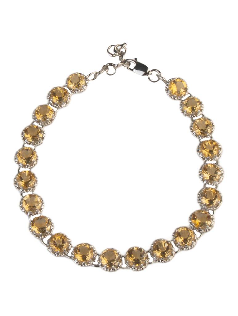 925 Sterling Silver Citrine Bracelet For Women Handmade Gemstone Bracelet Elegant Jewelry : FU-1057