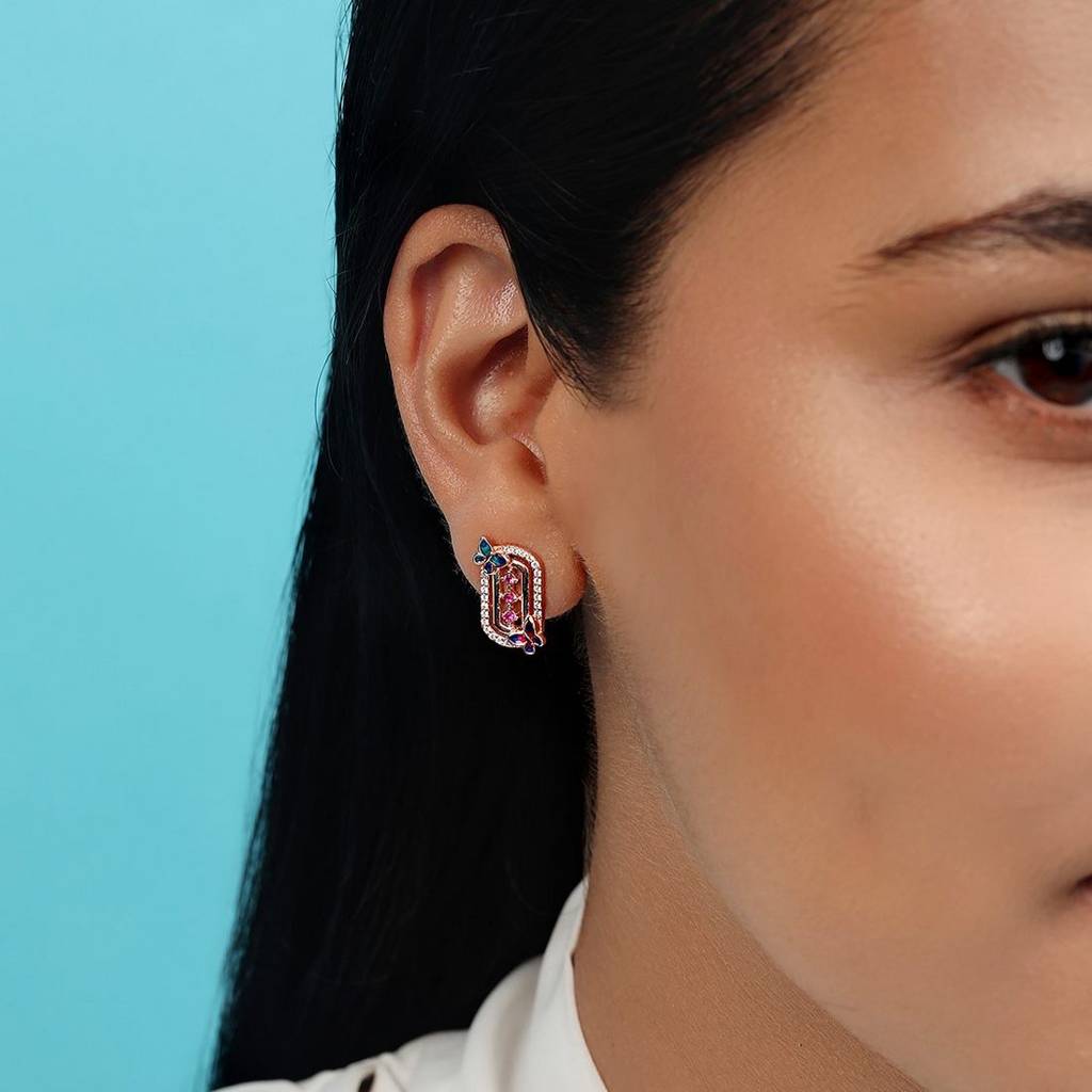 Flutter Charm Rose Gold Plated 925 Sterling Silver Earrings : EAR-20841-RG