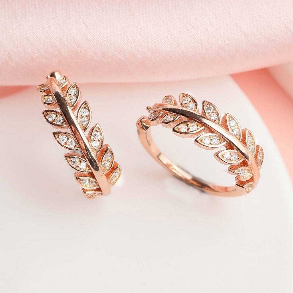 Leafy Rose Gold 925 Silver Toe Ring : TOE-10007