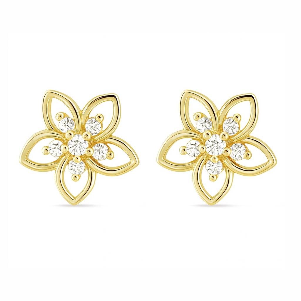 Zavya Love And Bloom X A Little Daily Delight Stud Gold Plated Earrings : EAR-21022-G-FLoral