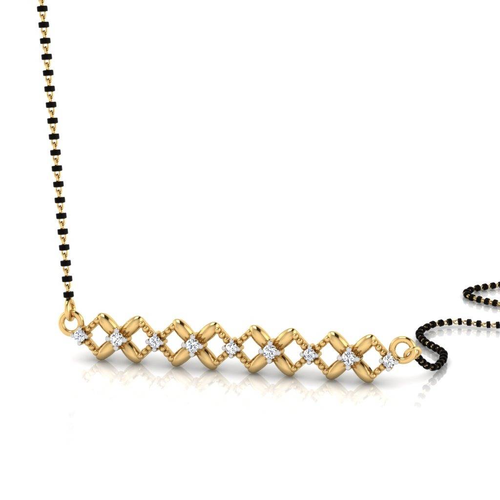 Certified Natural Diamond 18K Real Gold Dharini Mangalsutra Pendant : M-0193YG