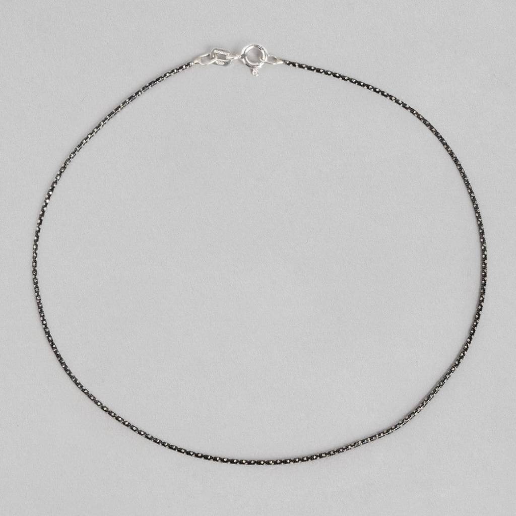 Luminous Links Rhodium-Plated 925 Sterling Silver Beads Chain Anklet : ANK-60337-PAIR-R