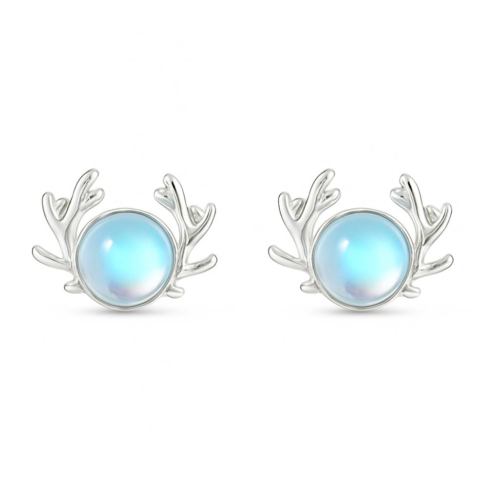 Winter Moon Silver Stud Rhodium Plated Earrings : EAR-21025-R