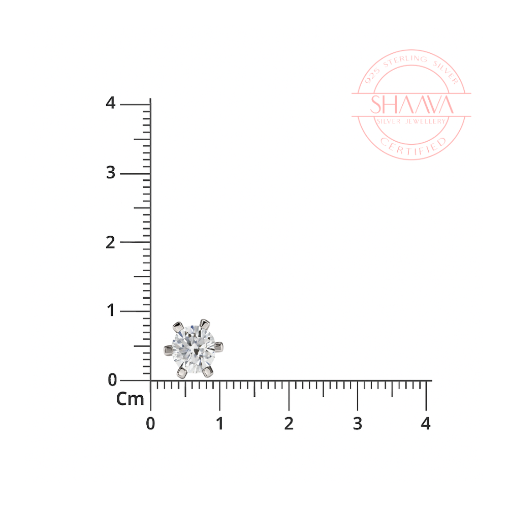 Sterling Silver Six-Prong Solitaire Stud Earrings : ERS079