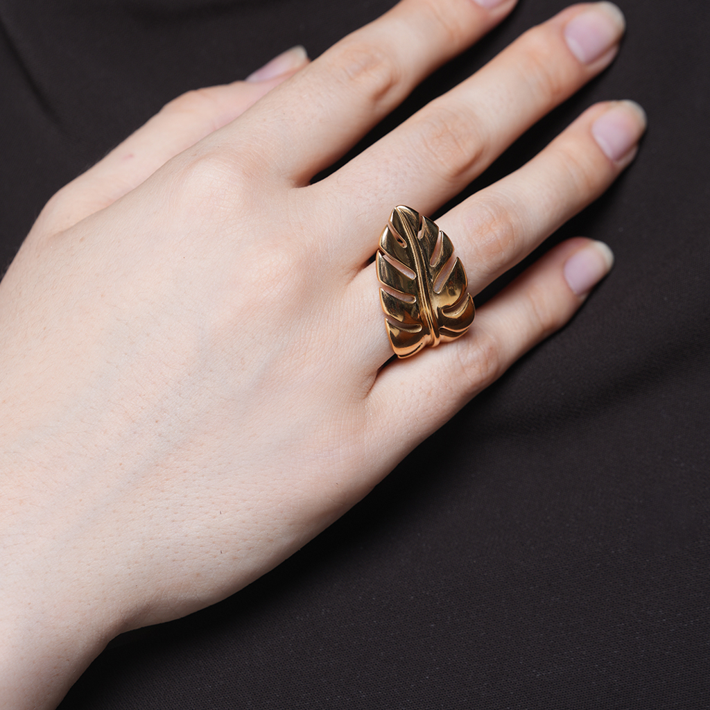 Leaf Feather Smooth Surface Ring : CAO0047JND