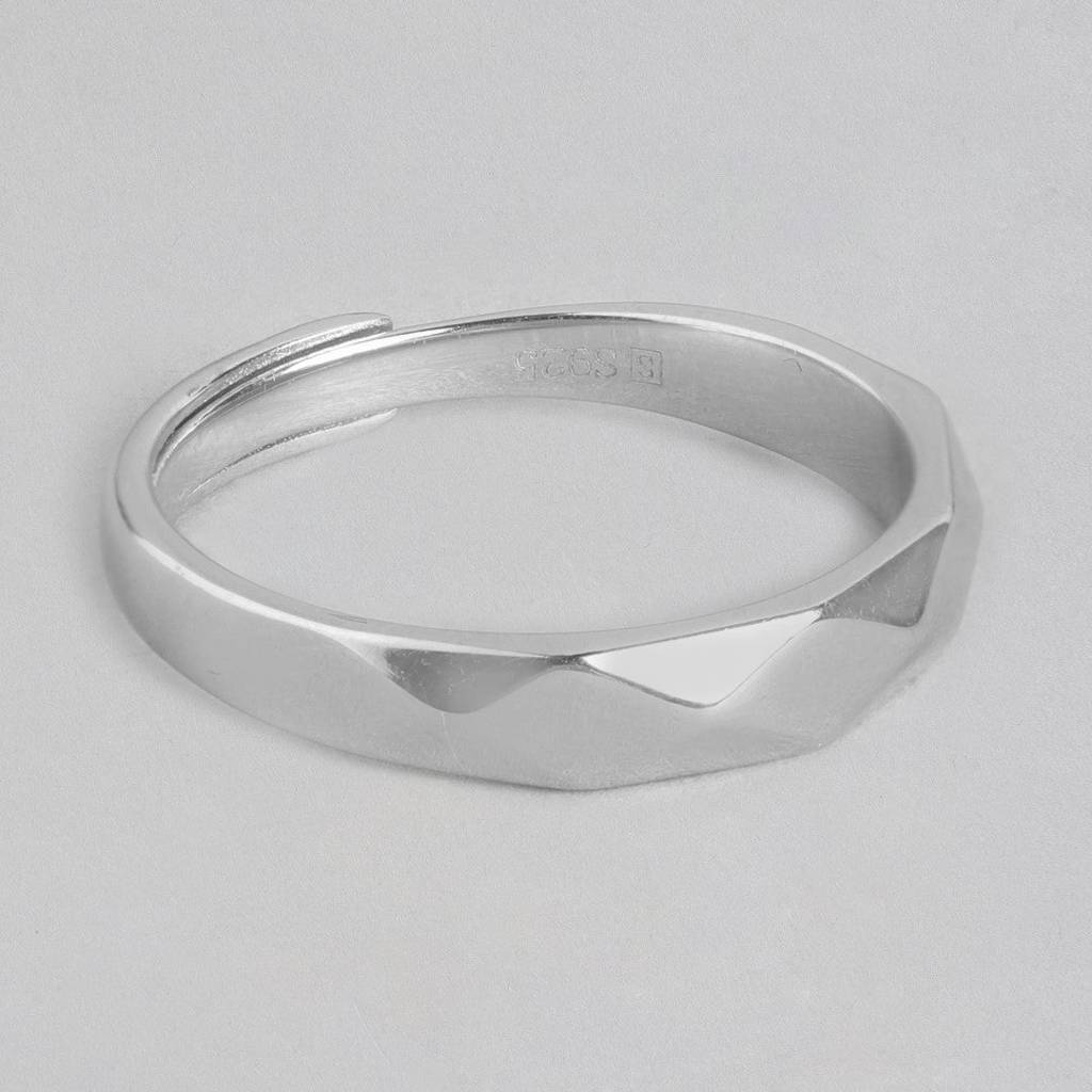 Pure Elegance Rhodium-Plated 925 Sterling Silver Men'S Classic Ring (Adjustable) : M-RNG-40282-R