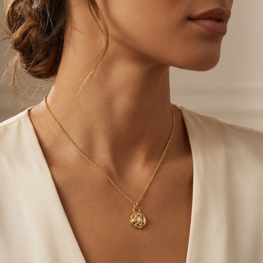 Multiple Flower Necklace For Women | Elegant Floral Pendant Jewellery : 7717651200