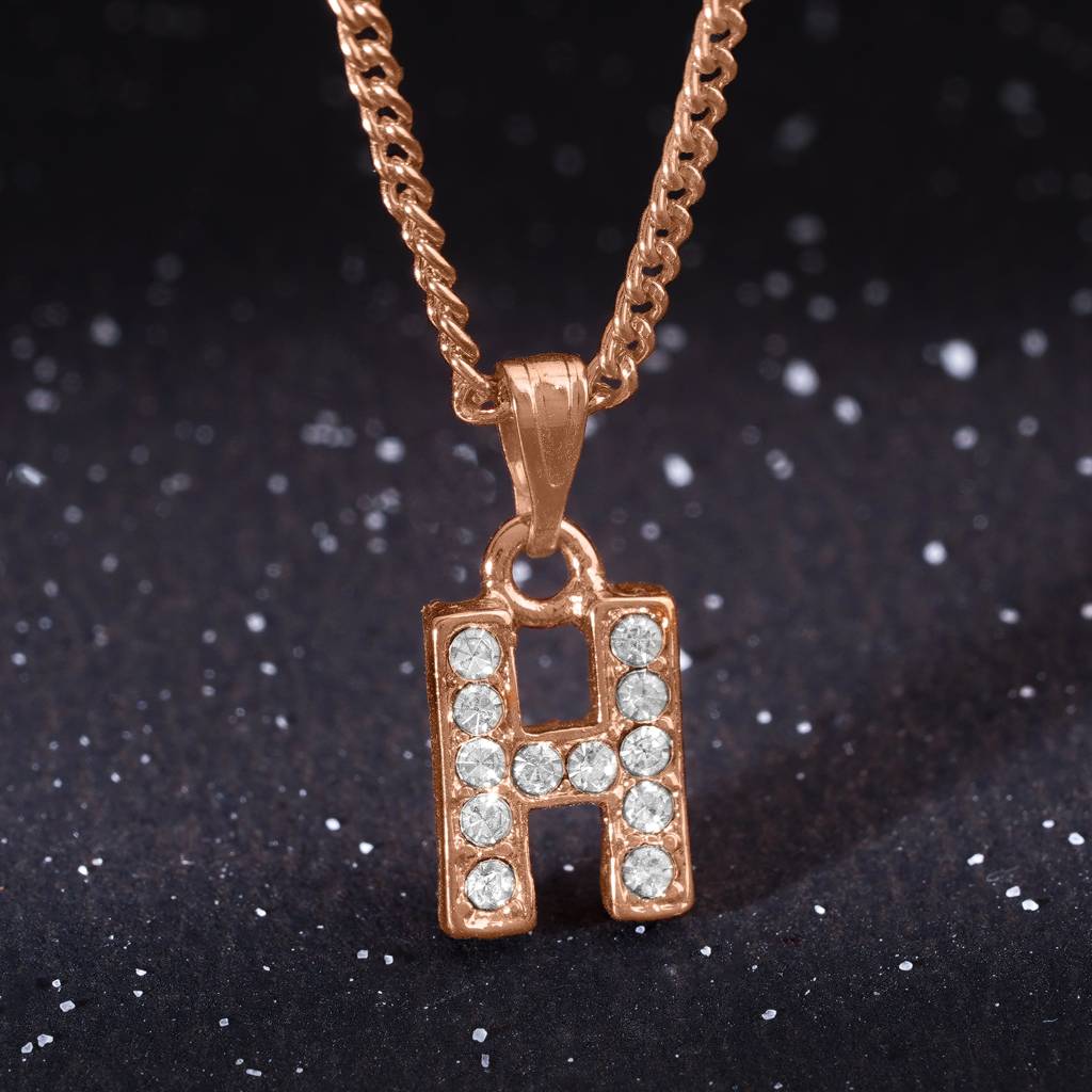 Estele Rose Gold Plated Premium Bijou Letter Pendant With Crystals For Girl'S & Women : 1017-RG-GPENDANT