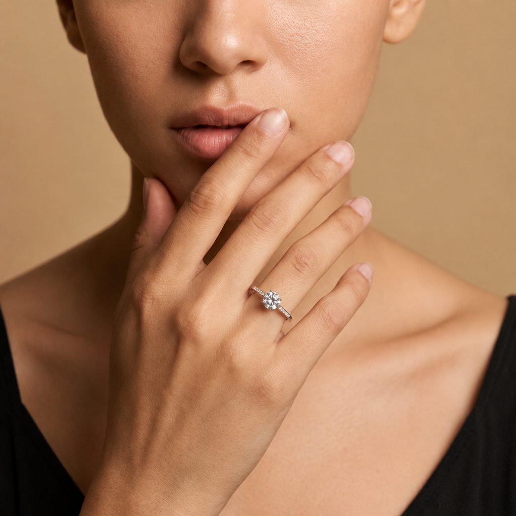 925 Silver Sparkle Solitaire Ring : LR23378