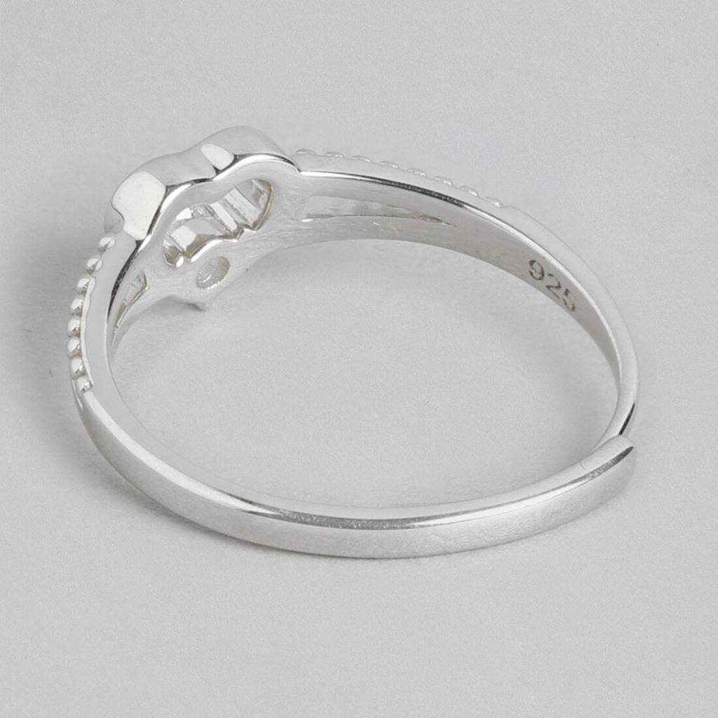 Eternal Love 925 Sterling Silver Rhodium Plated Heart Ring (Adjustable) : RNG-40166