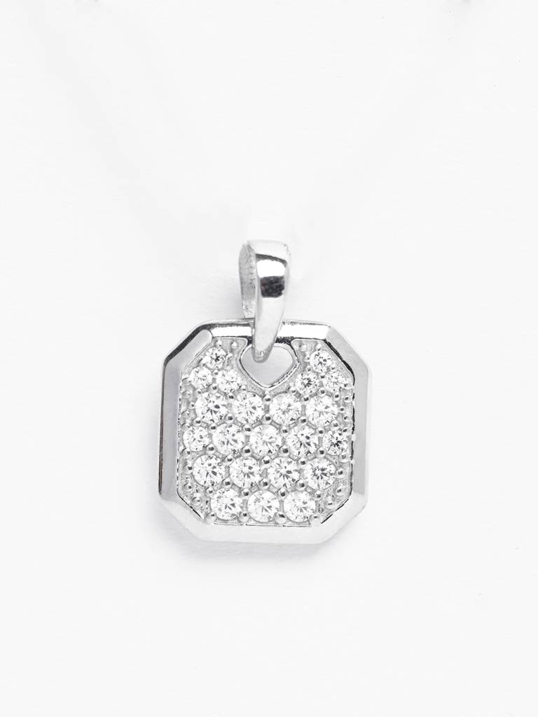 925 Silver Platinum Plated Swiss Zircon Hexa Men Pendant Without Chain Gift For Men & Boys : CSMNP30_NOCHAIN