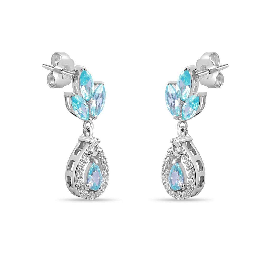Teardrop Rhodium Plated 925 Sterling Silver Earrings : EAR-20864-R