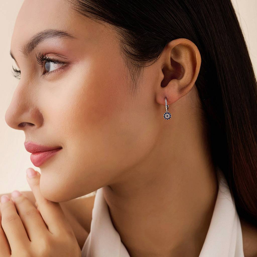 Forever Safe Silver Hoop Rhodium Plated Earrings : EAR-21009-R