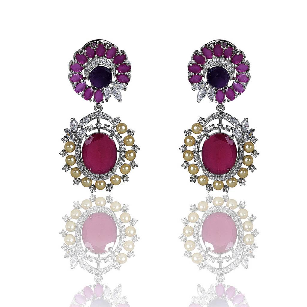 Amethyst And Red Dangler Earrings