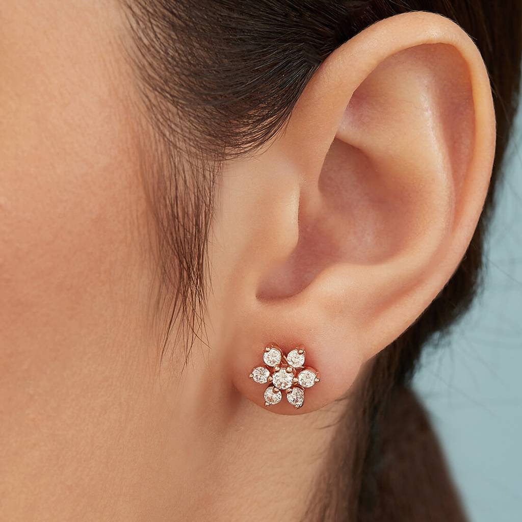 Studded Rose Gold Earrings : EAR-20153