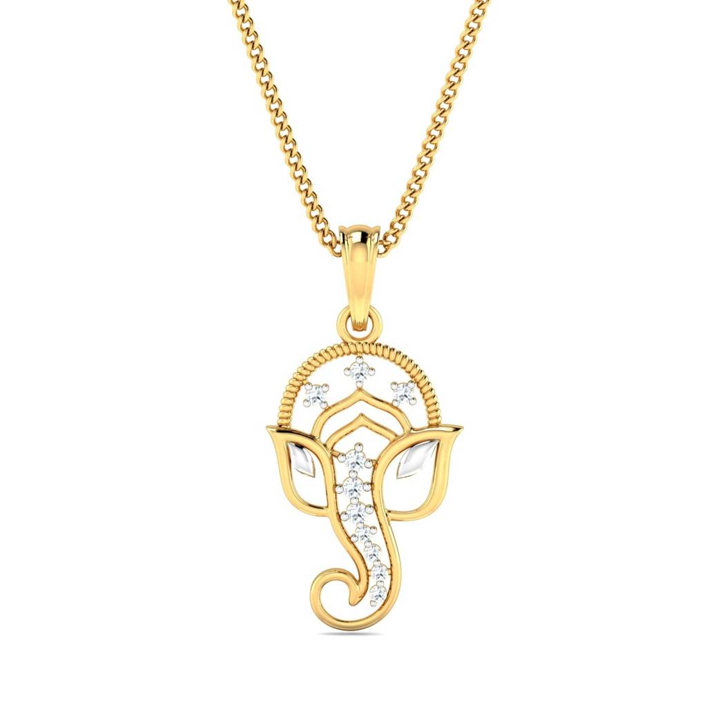 9K Yellow Gold Vignaharta Diamond Rakhi Cum Pendant : RA2076_9K