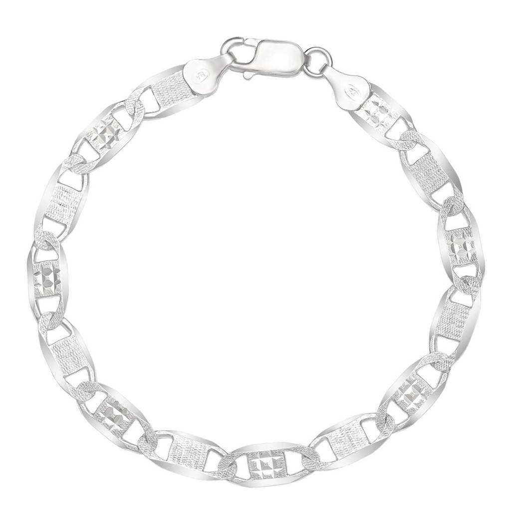 Dapper Rhodium-Plated 925 Sterling Silver Men'S Chain Bracelet (One Size) : BR-80417-S