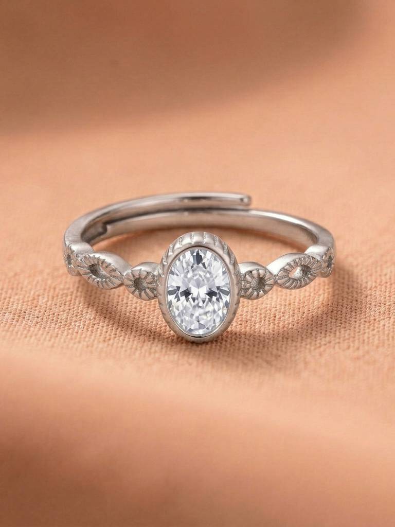 925 Pure Silver The Vintage Oval Bezel Ring : LR1268