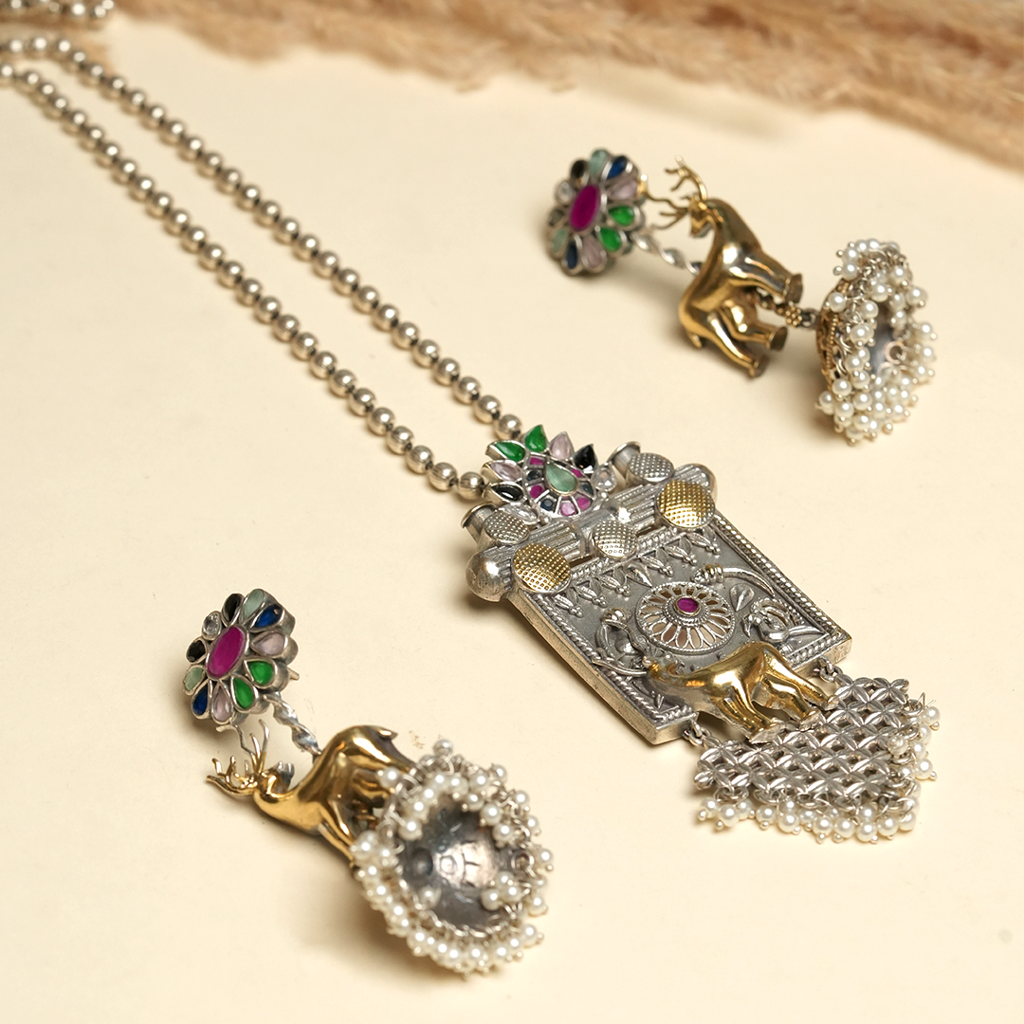 Silver Polish Fusion Pendant Set : CAO0247RNG