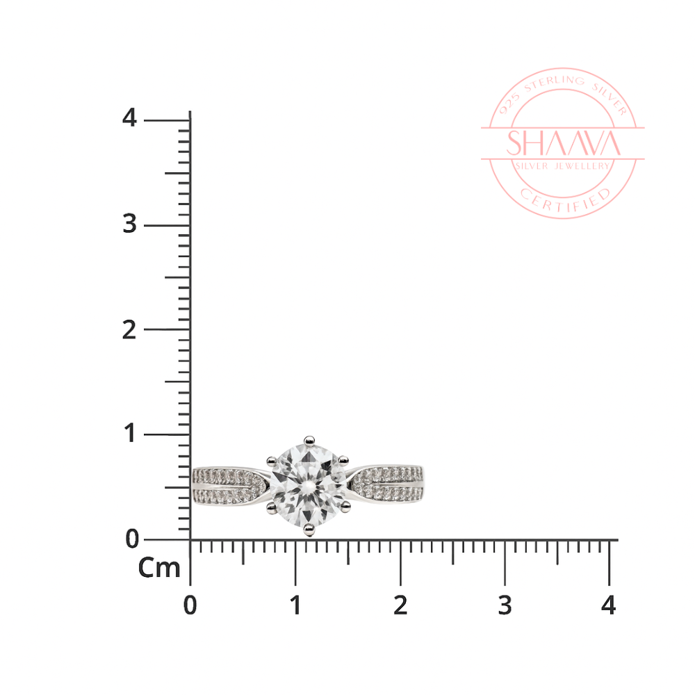 Sterling Silver Radiant Promise Split-Shank Ring : RGS023