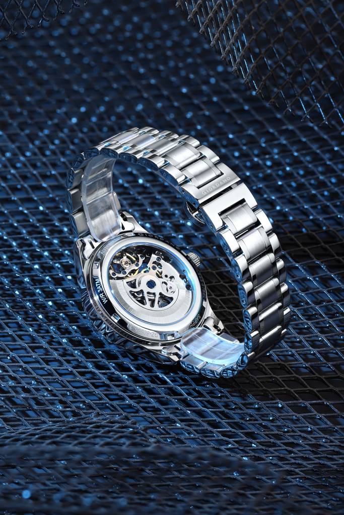 Premier Fortezza Collection Automatic Watch For Men With Skeleton Round Dial, Luminous Hands And Markers, Stainl : GZ-50225-22